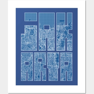 Jakarta, Indonesia City Map Typography - Blueprint Posters and Art